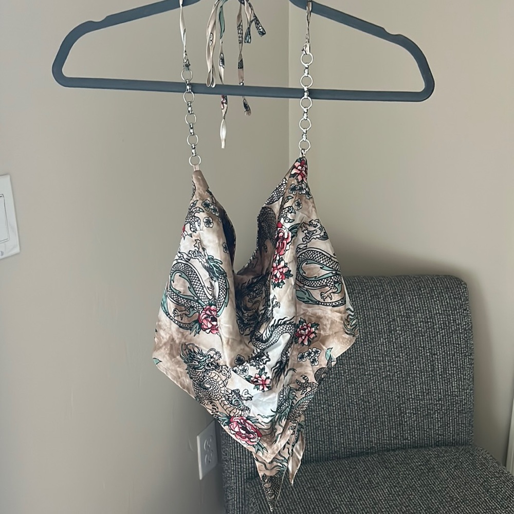 Satin tie crop top